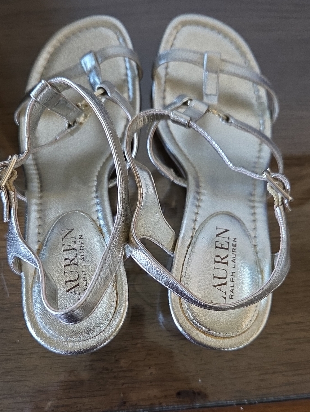 Lauren Ralph Lauren Women's Metallic Strappy Sandals - Silver Tone